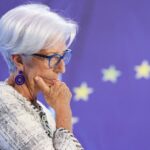 European Central Bank President Lagarde speaking Monday. De Guindos, Lane also